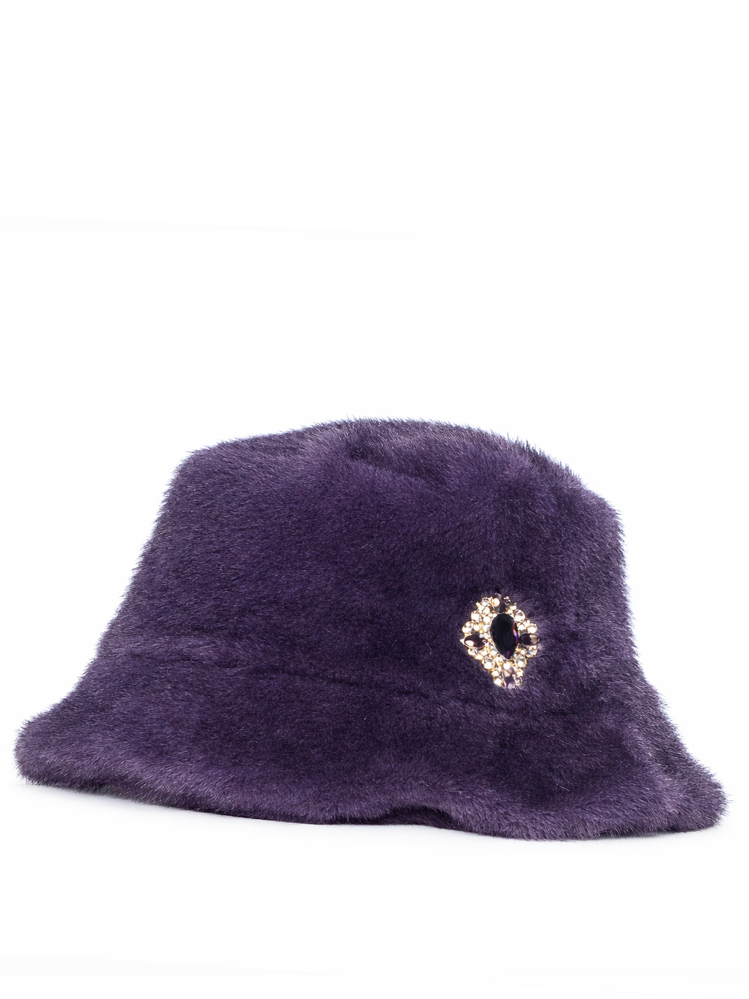 CLOCHE CON BOTTONE GIOIELLO FAUX FUR FAKE MINK,100%PL,MADE IN PRC  - PURPLE